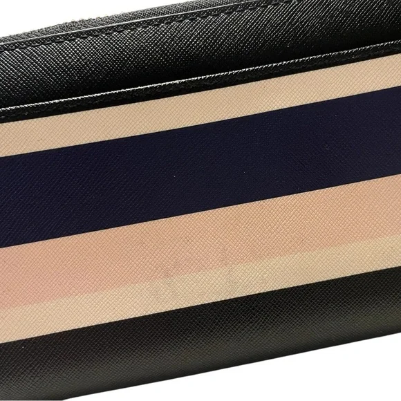 Kate Spade Laurel Way Neda Continental zip around wallet- Cruise Striped Pattern - Picture 3 of 8